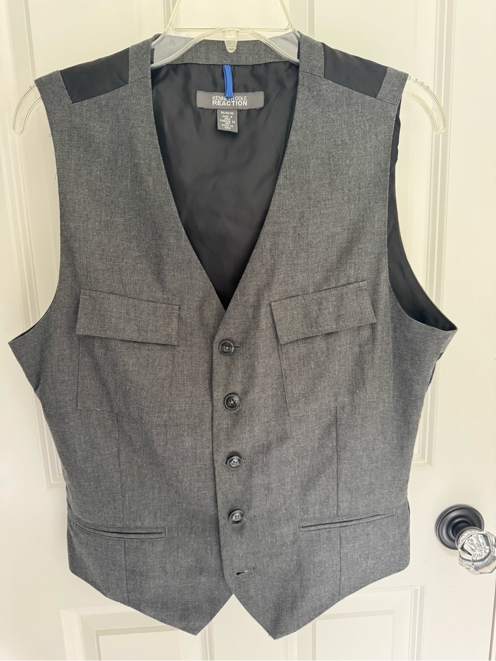 Kenneth Cole Reaction Woven Cotton Charcoal Gray Vest